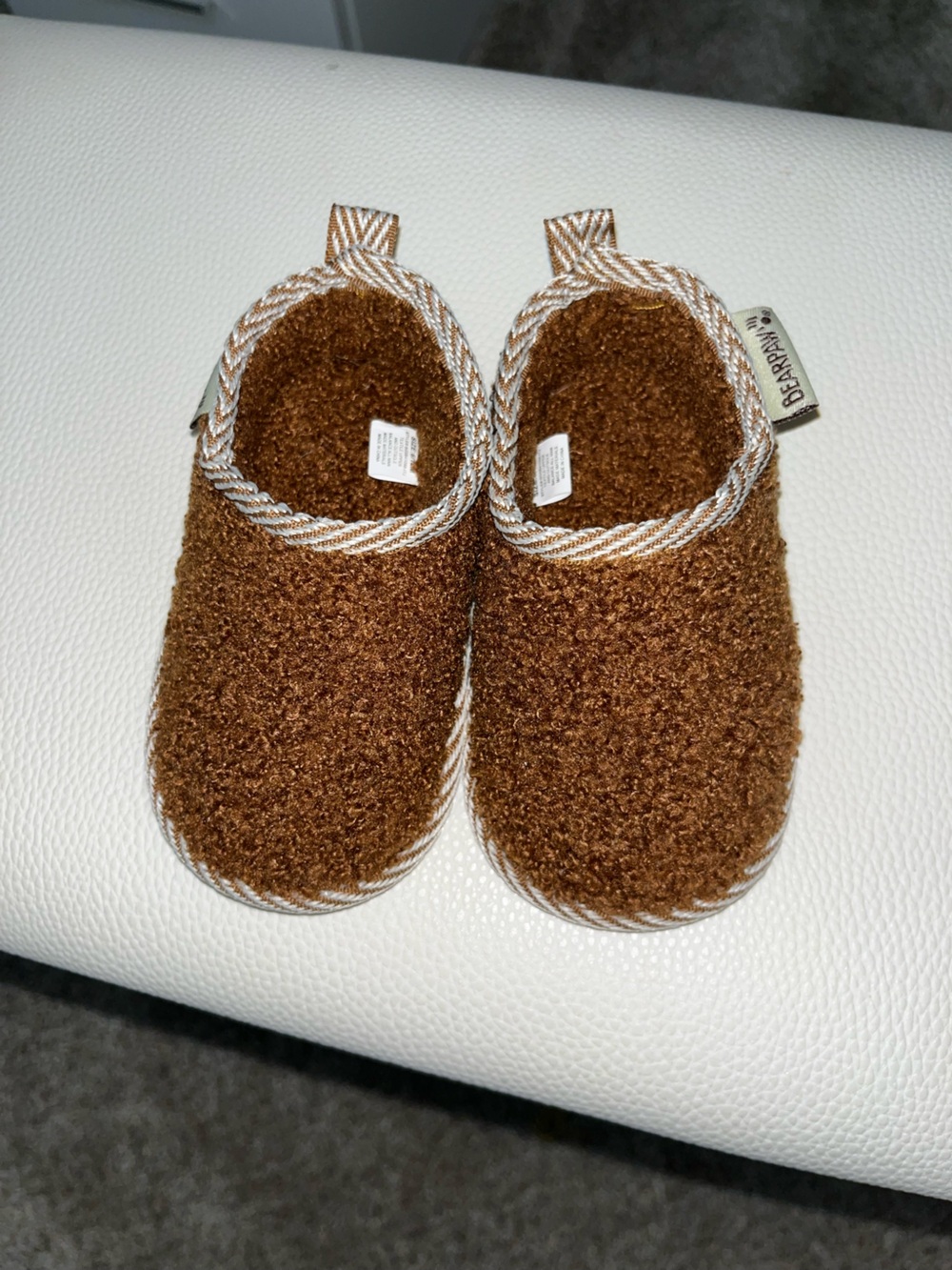 BearPaw Kids Brown Plush Slip-On Cozy Slippers